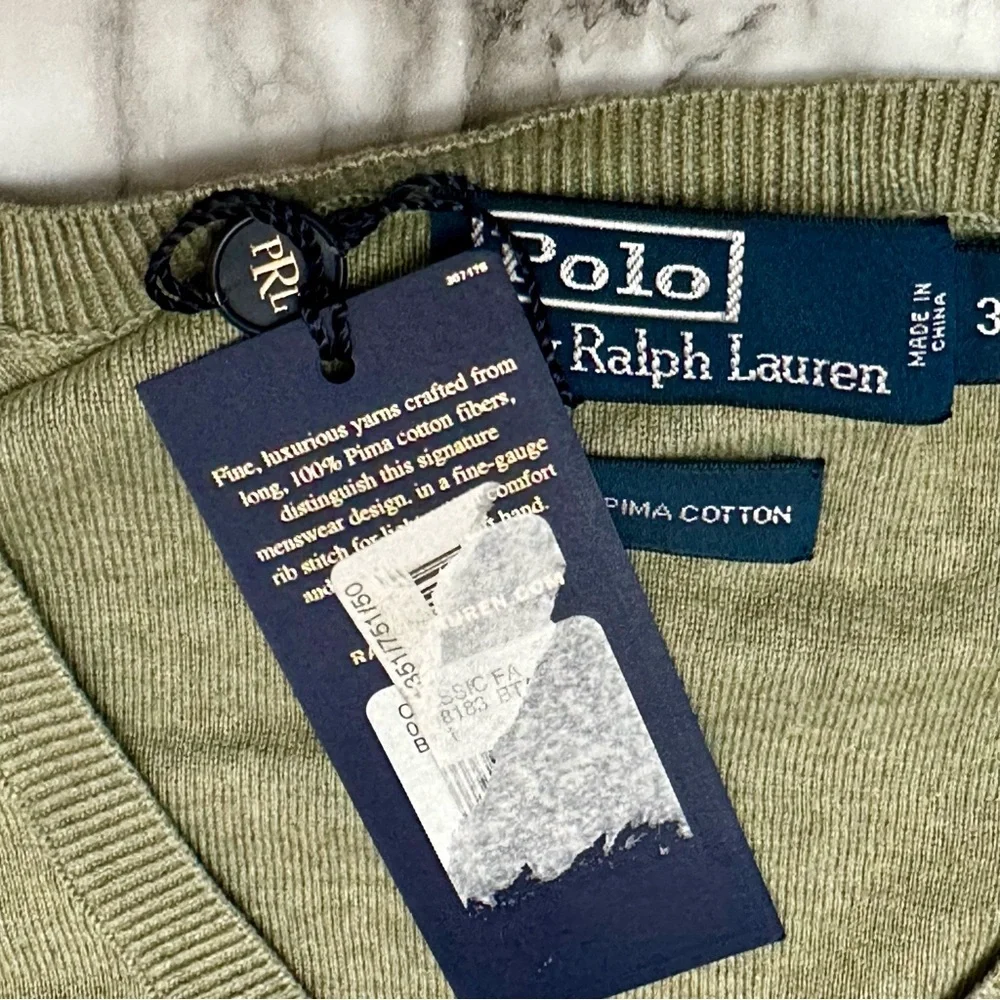 Polo Ralph Lauren Men Sz 3XB Green 100% Pima Cotton Golf Sweater Vest Preppy RL